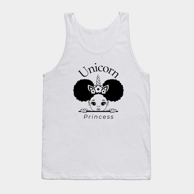 Afro Pom Pom Girl - Unicorn Princess Tank Top by Soul B Designs